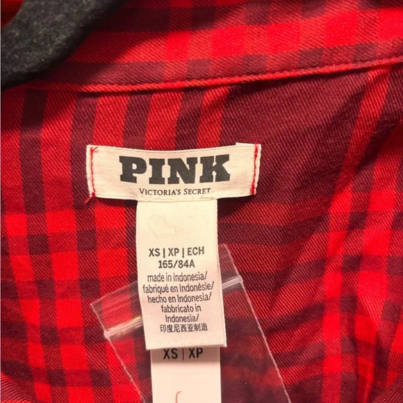 PINK Victoria's Secret Red Plaid Sleep Shirt - Picture 2 of 5